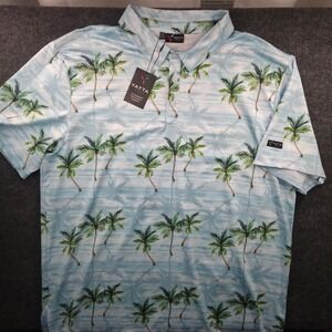 Yatta Golf Polo Shirt Mens XXL Blue Palm Tree Tropical Performance NWT New